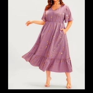 Bloomchic Moon and Stars Flutter Sleeve Dress with Pockets